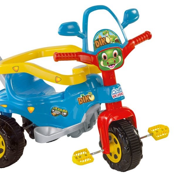Motoca Triciclo Tico-Tico Dino Azul com Cabo - Magic Toys