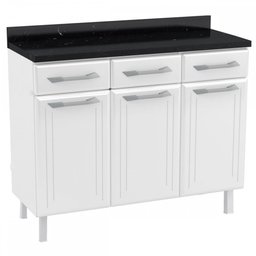 Balcão de Cozinha em Aço Topázio 3 Portas 3 Gavetas Branco - Telasul - 1 Balcão de Cozinha em Aço Topázio 3 Portas 3 Gavetas Branco - Telasul - 1