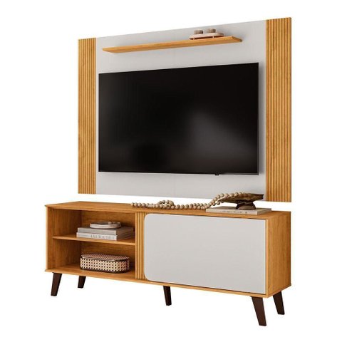 Rack e Painel para TV Peter 65" 150cm MDP com Porta Deslizante Marrom DJ Móveis