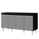 Ver imagem 1 de Balcão Gabinete para Pia sem Tampo 150cm Marrocos Preto/cinza - Lumil