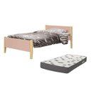 Ver imagem 1 de Cama Solteiro Simba Rosa Fosco Pés Madeira Natural com Colchão D33 - Reller Móveis