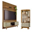 Ver imagem 1 de Estante Home Theater com Bancada Suspensa Milo com Cristaleira Moss Cumaru Opala - Madetec