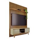 Ver imagem 2 de Estante Home Theater com Bancada Suspensa Milo com Cristaleira Moss Cumaru Opala - Madetec