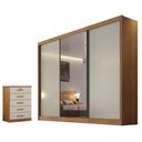 Ver imagem 1 de Guarda Roupa Casal Sonetto com Espelho e Gaveteiro Suiça Cumaru 25 Fendi - Horizonte