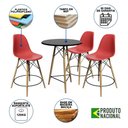 Ver imagem 6 de Conjunto Mesa Bistrô Eames Eiffel Preta com 3 Banquetas Vermelhas de Madeira