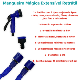 Mangueira Retrátil Extensível 15 Metros Gatilho 7 Posições - 2