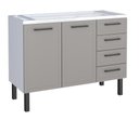 Ver imagem 1 de Gabinete / Balcão de Cozinha Ju em Aço para Pia de 1.20m 4 Gavetas e 2 Portas Cor Cinza/ Branco Cmax