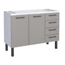 Ver imagem 1 de Gabinete / Balcão de Cozinha Ju em Aço para Pia de 1.20m 4 Gavetas e 2 Portas Cor Cinza/ Branco Cmax