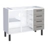 Gabinete / Balcão de Cozinha Ju em Aço para Pia de 1.20m 4 Gavetas e 2 Portas Cor Cinza/ Branco Cmax - 2