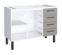 Ver imagem 2 de Gabinete / Balcão de Cozinha Ju em Aço para Pia de 1.20m 4 Gavetas e 2 Portas Cor Cinza/ Branco Cmax