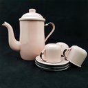 Ver imagem 6 de Kit Bule de Café e Chá com 6 Xícaras e Pires Aço Esmaltado Rosa