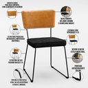 Ver imagem 4 de Kit 06 Cadeiras Decorativas Sala De Jantar Allana L02 Couríssimo Whisky Linho Chumbo - Lyam Decor