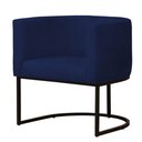 Ver imagem 3 de Kit 2 Poltronas Reforçada Decorativa Sala Gabriela Base Ferro Preta Suede Azul Marinho