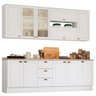 Cozinha Modulada Completa 240cm Com Portas de Vidro 10 Peças Liana H02 Branco HP - Mpozenato - 1