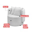 Ver imagem 6 de Kit 2 Poltrona Orgânica Base Giratória Maya Boucle Cru Redonda Decorativa - Arkell