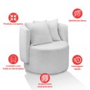 Ver imagem 5 de Kit 2 Poltrona Orgânica Base Giratória Maya Boucle Cru Redonda Decorativa - Arkell