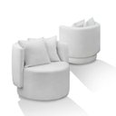 Ver imagem 2 de Kit 2 Poltrona Orgânica Base Giratória Maya Boucle Cru Redonda Decorativa - Arkell