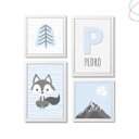 Ver imagem 1 de 4 Quadros Decorativos Infantil Escandinavo Montanha Lobinho:branca