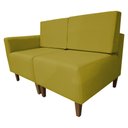 Ver imagem 2 de Poltrona Decorativa Alicia Lado Direito Couro Amarelo Pés Madeira Mz Decor