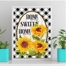 Quadro Home Sweet Home Girassóis 45x34cm:Madeira preta - 1