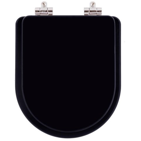 Assento Sanitario com Amortecedor Carrara Preto para Vaso Deca