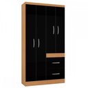 Ver imagem 2 de Guarda-Roupa Solteiro Milão 4 Portas 2 Gavetas Damasco/Preto - Poquema