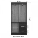 Ver imagem 3 de Guarda-Roupa Solteiro Milão 4 Portas 2 Gavetas Damasco/Preto - Poquema