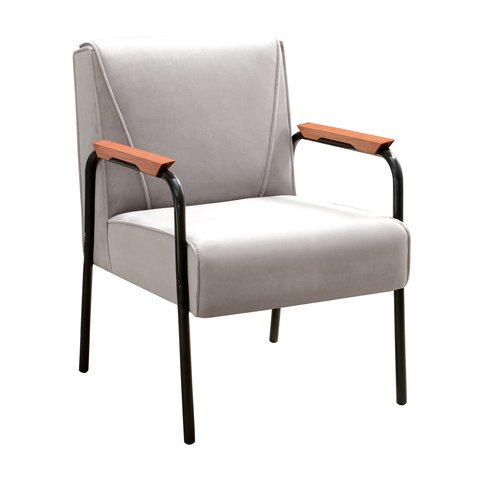 Poltrona Decorativa Jade para Sala de Estar, Recepção - Suede Bege