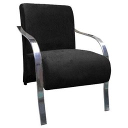 Poltrona Vênus 01 Lugar, Braço Cromado - Preto - 1