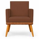 Ver imagem 4 de Poltrona Decorativa Lis para Sala Quarto Recepção Linho Terracota e Corino Assento Confortável Pé Pa
