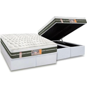 Cama Box Baú King: Colchão Molas Castor Bonnel Silver Star Air + Base CRC Courano White(193x203)