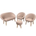 Ver imagem 1 de Kit Recepção 2 Poltronas 1 Namoradeira com Puff Resistente para Sala de Espera Decor Tecido Veludo