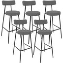 Ver imagem 1 de Kit 05 Banquetas Baixa Bar Cozinha Sala de Jantar Estrutura em Aço Milão L02 Suede Cinza - Lyam