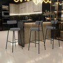 Ver imagem 2 de Kit 05 Banquetas Baixa Bar Cozinha Sala de Jantar Estrutura em Aço Milão L02 Suede Cinza - Lyam