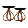 Mesa de Canto Pé Cebola 2 Mesas - Tampo Laqueado Preto com Vidro 50cm Gustavo Decor - 1