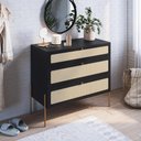Ver imagem 1 de Cômoda 3 Gavetas Palhinha Pé Metal Oslo Artesano | Nero/dourado