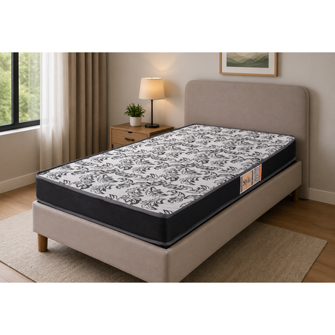 Colchão D23 Inteiro Espuma Casal Padrão Preto Floral 138x188x12