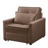 Poltrona Cama Solteiro Assento Dobrável Suede Bege - 3