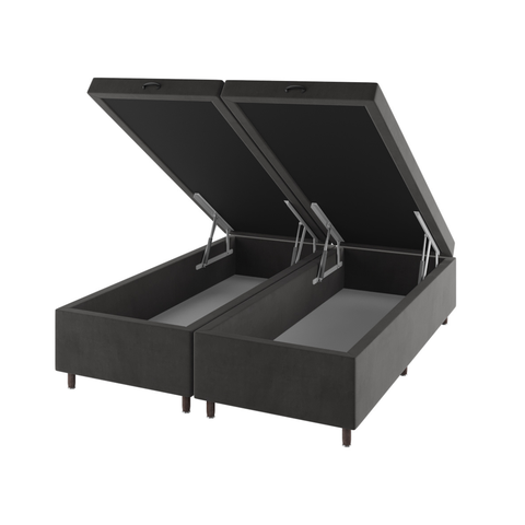 Base Box Bau King Size Cairo (43x193x203cm) Grafite - Casa Giulia
