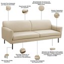 Ver imagem 5 de Sofá 3 Lugares para Sala Living Pés Industrial 220cm Nunno L06 Couro Bege Areia - Lyam Decor