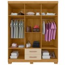 Ver imagem 4 de Kit Guarda Roupa Casal 6 Portas com Cômoda 4 Gavetas 1 Porta Multiuso em MDP Carvalho Off White