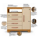Ver imagem 7 de Kit Guarda Roupa Casal 6 Portas com Cômoda 4 Gavetas 1 Porta Multiuso em MDP Carvalho Off White