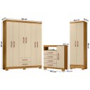 Ver imagem 3 de Kit Guarda Roupa Casal 6 Portas com Cômoda 4 Gavetas 1 Porta Multiuso em MDP Carvalho Off White