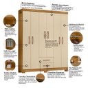 Ver imagem 5 de Kit Guarda Roupa Casal 6 Portas com Cômoda 4 Gavetas 1 Porta Multiuso em MDP Carvalho Off White