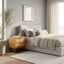 Ver imagem 4 de Mesinha de Cabeceira Estillo Clássico MDF Santorini 60cm Nature Pés Madeira Maciça