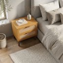 Ver imagem 3 de Mesinha de Cabeceira Estillo Clássico MDF Santorini 60cm Nature Pés Madeira Maciça