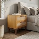 Ver imagem 2 de Mesinha de Cabeceira Estillo Clássico MDF Santorini 60cm Nature Pés Madeira Maciça