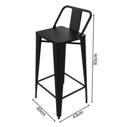 Kit 4 Banquetas Bistro Estilo Industrial Tolix Iron com Encosto Preta - 3