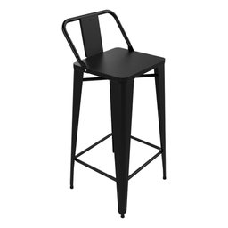 Kit 4 Banquetas Bistro Estilo Industrial Tolix Iron com Encosto Preta - 2