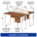 Ver imagem 5 de Estação de Trabalho Dupla 1,20x1,35m c/2 Gavetas c/Ponto de Tomada Pé Quadro Nogal Sevilha/Champanhe